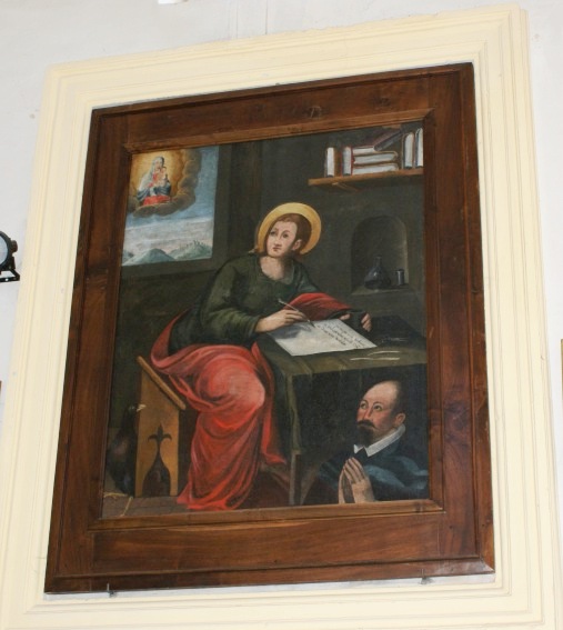 Chiesa di Borgonovo (Te): tela raffigurante S.Giovanni Evangelista con l'aquila al fianco.