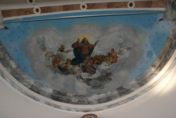 Collevecchio: affresco sul soffitto dell'abside nella Chiesa di S.Sebastiano