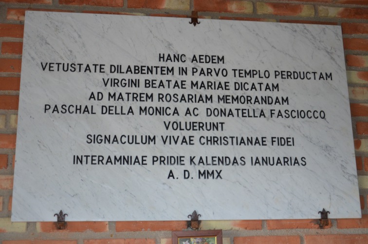 Cappella Della Monica a Feudo Alto di Castellalto (Te): epigrafe