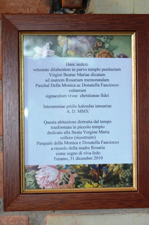 Cappella Della Monica a Feudo Alto di Castellalto (Te): dedica